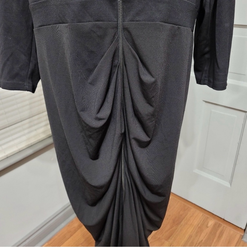 CITY Chic Zip Front Drape Long Sleeve Black Dress size 20W - Picture 4 of 7